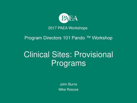 Clinical Sites: Provisional Programs