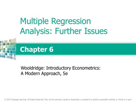 Multiple Regression Analysis: Further Issues