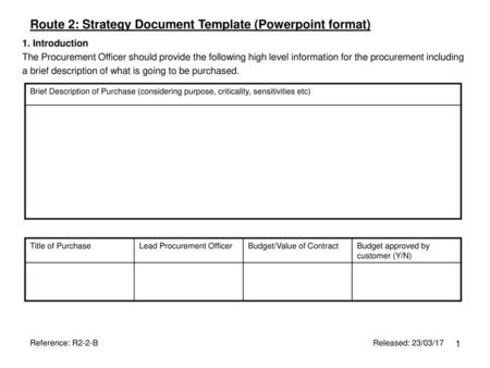 Route 2: Strategy Document Template (Powerpoint format)