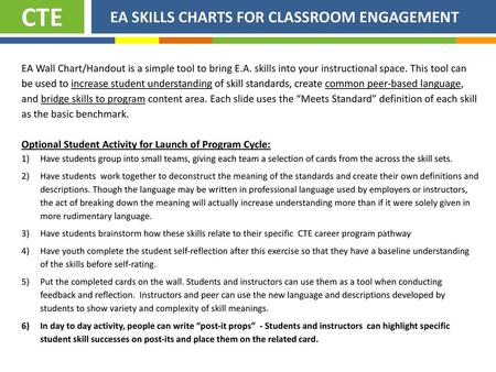 CTE EA SKILLS CHARTS FOR CLASSROOM ENGAGEMENT