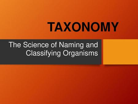 The Science of Naming and Classifying Organisms