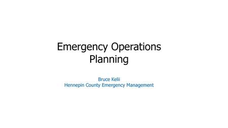 Emergency Operations Planning