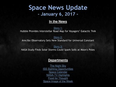 Space News Update - January 6, In the News Departments Story 1: