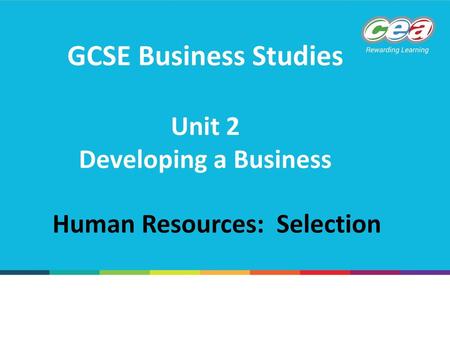 GCSE Business Studies Unit 2 Developing a Business