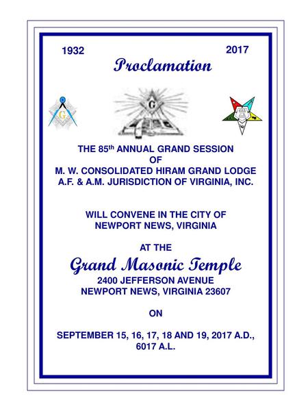 Proclamation Grand Masonic Temple