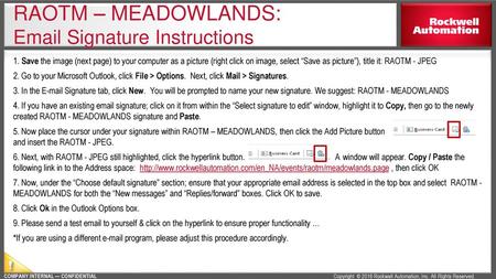 RAOTM – MEADOWLANDS:  Signature Instructions