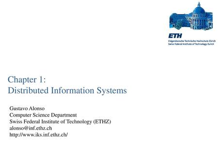 Chapter 1: Distributed Information Systems