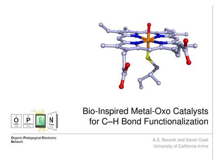 Bio-Inspired Metal-Oxo Catalysts for C–H Bond Functionalization