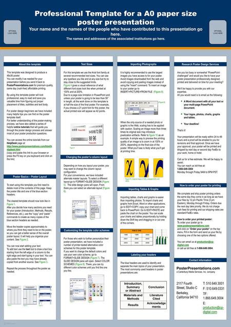 Professional Template for a A0 paper size poster presentation