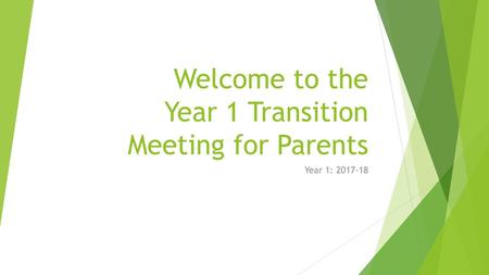 Welcome to the Year 1 Transition Meeting for Parents