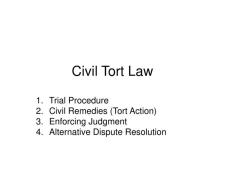 Civil Tort Law Trial Procedure Civil Remedies (Tort Action)