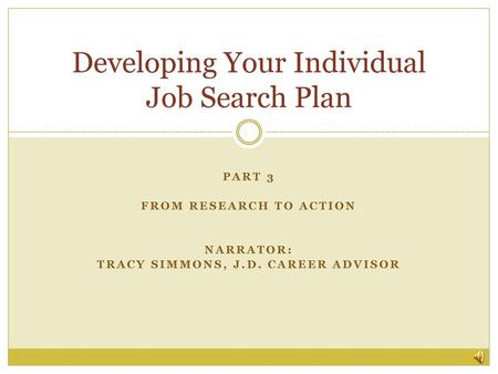 Developing Your Individual Job Search Plan