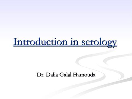 Introduction in serology