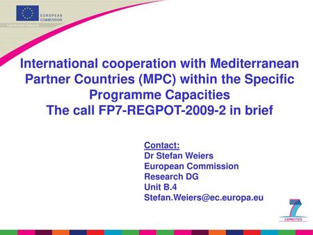 The call FP7-REGPOT in brief