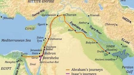 Abraham traveled from there toward the land of the arid southern plain, and he settled as an immigrant in Gerar, between Kadesh and Shur.  Abraham said.