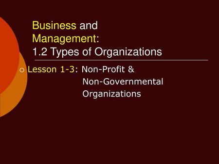 Business and Management: 1.2 Types of Organizations