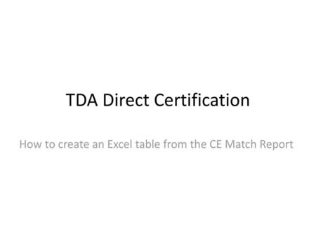 TDA Direct Certification