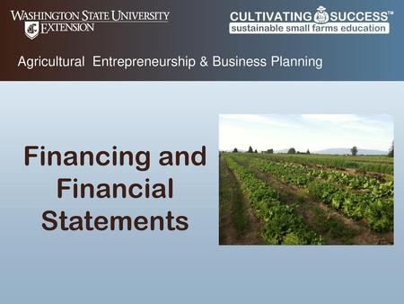 Agricultural Entrepreneurship & Business Planning