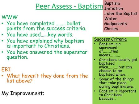 Peer Assess - Baptism WWW