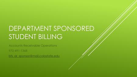 Department Sponsored Student Billing