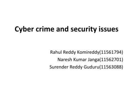 Cyber crime and security issues