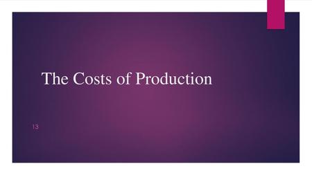 The Costs of Production