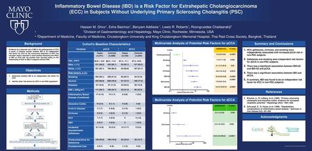 Inflammatory Bowel Disease (IBD) is a Risk Factor for Extrahepatic Cholangiocarcinoma (ECC) in Subjects Without Underlying Primary Sclerosing Cholangitis.