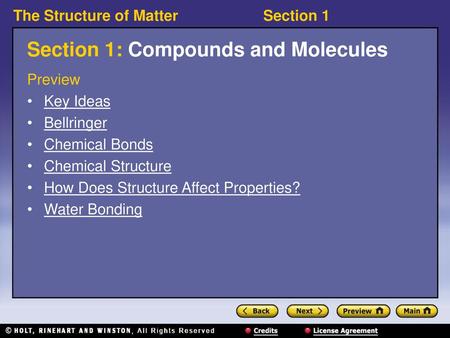 Section 1: Compounds and Molecules