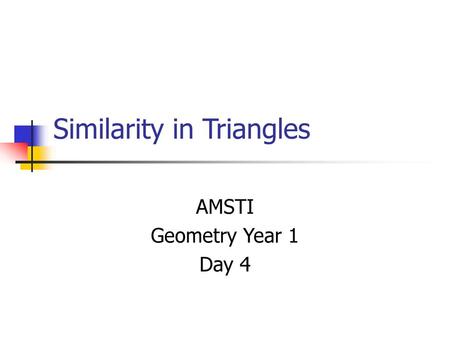 Similarity in Triangles