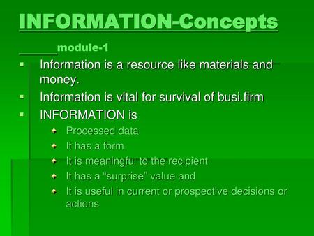 INFORMATION-Concepts module-1