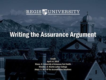 Writing the Assurance Argument