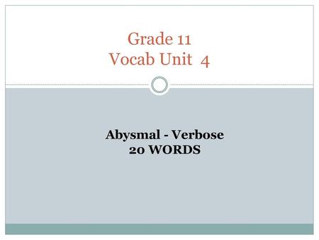 Grade 11 Vocab Unit 4 Abysmal - Verbose 20 WORDS.