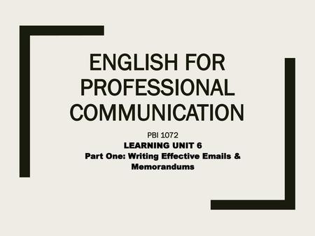 ENGLISH FOR PROFESSIONAL COMMUNICATION