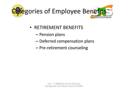 Categories of Employee Benefits