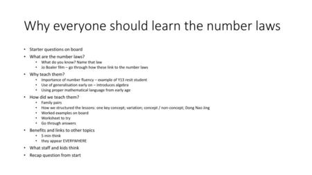 Why everyone should learn the number laws