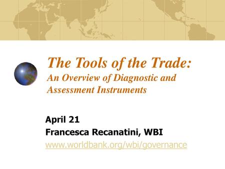 April 21 Francesca Recanatini, WBI