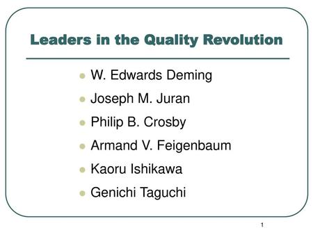 Leaders in the Quality Revolution