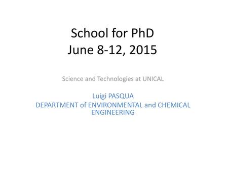 School for PhD June 8-12, 2015 Luigi PASQUA