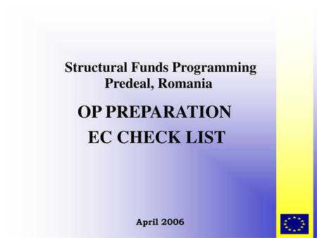 Structural Funds Programming Predeal, Romania