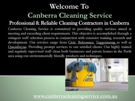 Welcome To Canberra Cleaning Service