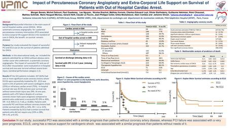 Impact of Percutaneous Coronary Angioplasty and Extra-Corporal Life Support on Survival of Patients with Out of Hospital Cardiac Arrest.   Morgan Benais,