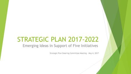 STRATEGIC PLAN Emerging Ideas in Support of Five Initiatives