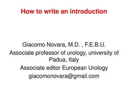 How to write an introduction