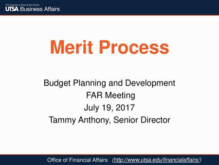 Merit Process Budget Planning and Development FAR Meeting