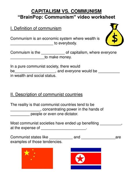 CAPITALISM VS. COMMUNISM “BrainPop: Communism” video worksheet