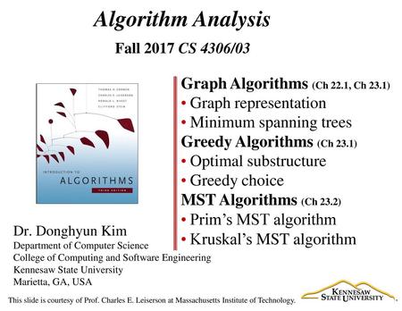 Algorithm Analysis Fall 2017 CS 4306/03