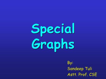 Special Graphs By: Sandeep Tuli Astt. Prof. CSE.