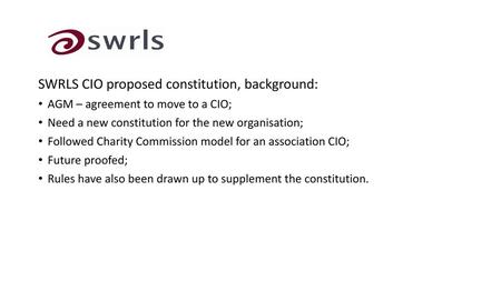 SWRLS CIO proposed constitution, background: