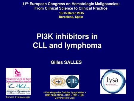 PI3K inhibitors in CLL and lymphoma