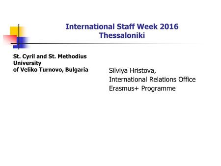 International Staff Week 2016 Thessaloniki